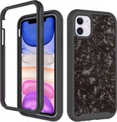 3 in 1 kaart PC + TPU schokbestendige beschermhoes voor iPhone 11 Pro Max (zwart schelppatroon)