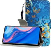 Voor Huawei P Smart Z / Y9 Prime (2019) Gekleurde Tekening Horizontale Flip Leren Case met Houder & Kaartsleuf & Portemonnee (Jade Vlinder)