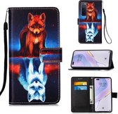 Voor Huawei nova 7 Pro 5G Schilderen Horizontale Flip Leren Case met Houder & Kaartsleuf & Portemonnee & Lanyard (Vos)