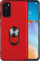 Voor Huawei P40 Pro 360 roterende multifunctionele stent pc + TPU-hoes met magnetische onzichtbare houder (rood)