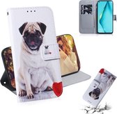 Voor Huawei P40 Lite 3D Gekleurde Tekening Horizontale Leren Flip Case met Houder & Kaartsleuf & Portemonnee (Mopshond)