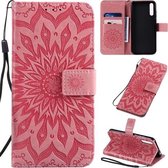 Voor Huawei Genieten 10 S Geperst Afdrukken Zonnebloem Patroon Horizontale Flip PU Lederen Case met Houder & Kaartsleuven & Portemonnee & Lanyard (Roze)