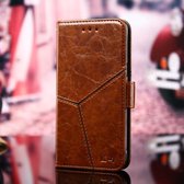 Geometrische stiksels Horizontale flip TPU + PU lederen tas met houder & kaartsleuven en portemonnee voor iPhone 12 Pro Max (lichtbruin)