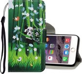 Gekleurde tekening patroon horizontaal Flip PU lederen tas met houder & kaartsleuven & portemonnee & lanyard voor iPhone 6 & 6s (Panda)