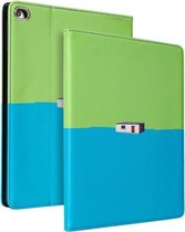 Contrasterende kleur PU lederen horizontale flip lederen tas met houder en slaap- / wekfunctie voor iPad mini (2019) & 4 (groenblauw)
