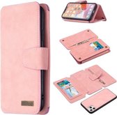 Afneembare Frosted Magnetische Horizontale Flip Leren Case met Kaartsleuven & Houder & Rits Portemonnee & Fotolijst Voor iPhone 11 Pro Max (Roze)