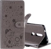 Voor Nokia 2.4 Cat Bee Embossing Pattern Schokbestendige horizontale flip lederen tas met houder & kaartsleuven & portemonnee (grijs)