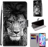 Voor Huawei Mate 20 Lite / Maimang 7 Gekleurde Tekening Cross Textuur Horizontale Flip PU Lederen Case met Houder & Kaartsleuven & Portemonnee & Lanyard (B11 Zwart Wit Leeuwenkop)