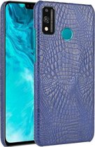 Voor Huawei Honor 9X Lite schokbestendige krokodiltextuur pc + PU-hoes (blauw)