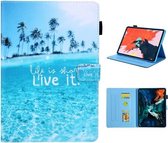 Voor iPad Pro 11 (2020) & (2018) Geschilderd patroon Tablet PC Beschermende lederen tas met beugel & kaartsleuf & fotohouder (strand)