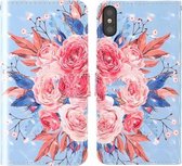 Voor iPhone XS Max 3D-schilderij Gekleurd tekenpatroon Horizontaal Flip TPU + PU-lederen hoes met houder & kaartsleuven & portemonnee & lanyard (gekleurde bloemen)