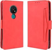 Voor Nokia 7.2 / 6.2 Wallet Style Skin Feel Kalfspatroon lederen tas, met aparte kaartsleuf (rood)
