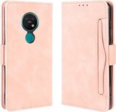 Voor Nokia 7.2 / 6.2 Wallet Style Skin Feel Kalfspatroon lederen tas, met aparte kaartsleuf (roze)