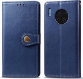 Voor Huawei Mate 30 retro effen kleur lederen gesp mobiele telefoon bescherming lederen tas met fotolijst & kaartsleuf & portemonnee & beugel functie (blauw)