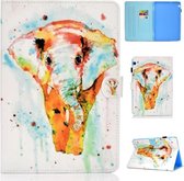 Voor Huawei MediaPad T5 Gekleurde Tekening Stiksels Horizontale Flip Leren Case, met Houder & Kaartsleuven (Aquarel Olifant)