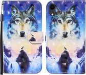 Voor iPhone XR 3D Geschilderd Patroon Horizontale Flip Leren Case met Houder & Portemonnee & Kaartsleuf & Lanyard (Sunrise Wolf)