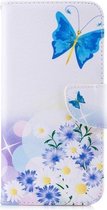 Gekleurde tekening patroon horizontaal Flip lederen hoes voor Huawei Mate 20 Lite, met houder & kaartsleuven & portemonnee (twee vlinders)