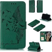 Veerpatroon Litchi Texture Horizontale Flip Leren Case met Portemonnee & Houder & Kaartsleuven voor iPhone XS / X (Groen)