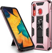 Voor Samsung Galaxy A30 / A20 Soldier Armor schokbestendig TPU + pc magnetische beschermhoes met houder (roségoud)