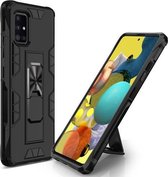 Voor Samsung Galaxy A51 5G Soldier Armor Shockproof TPU + PC Magnetische beschermhoes met houder (zwart)