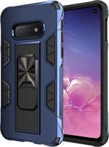 Voor Samsung Galaxy S10e Soldier Armor Shockproof TPU + PC Magnetische beschermhoes met houder (blauw)