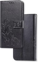 Voor Xiaomi 9 Pro Lucky Clover Pressed Flowers Pattern Leather Case met houder & kaartsleuven & portemonnee & draagriem (zwart)