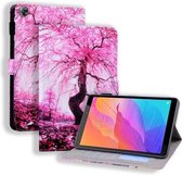 Huawei MatePad T8 Gekleurde tekening Horizontale lederen flip-hoes met houder & kaartsleuf & fotolijst (kersenboom)