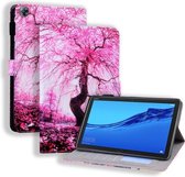Huawei MediaPad M5 Lite 8 Gekleurde tekening Horizontale lederen flip-hoes met houder & kaartsleuf & fotolijst (kersenboom)