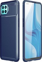 Voor OPPO F17 Pro koolstofvezel textuur schokbestendig TPU-hoesje (blauw)