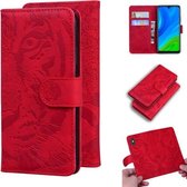 Voor Huawei P smart 2020 Tiger Embossing Pattern Horizontale Flip lederen tas met houder & kaartsleuven & portemonnee (rood)