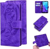 Voor Huawei Y5 (2019) / Honor 8S Tijger Embossing Patroon Horizontale Flip Leren Case met Houder & Kaartsleuven & Portemonnee (Paars)