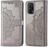 Voor OPPO Realme X7 Reliëf Mandala-patroon TPU + PU horizontaal Flip lederen tas met houder & drie kaartsleuven & portemonnee (grijs)