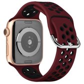 Tweekleurige siliconen horlogeband voor Apple Watch Series 6 & SE & 5 & 4 40 mm / 3 & 2 & 1 38 mm (donkerrood zwart)