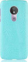 Motorola Moto G7 Power Hoesje - Mobigear - Croco Serie - Hard Kunststof Backcover - Turquoise - Hoesje Geschikt Voor Motorola Moto G7 Power