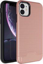 Mobigear Brushed Card Hardcase Hoesje - Geschikt voor iPhone 11 - Roségoud