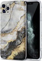 TPU Gilt Marble Pattern beschermhoes voor iPhone 11 Pro (zwartgrijs)