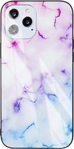 Marmeren patroon glas beschermhoes voor iPhone 12 mini (roze paars)