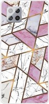 Voor Samsung Galaxy F62 / M62 Frosted Fashion Marble Shockproof TPU beschermhoes (Rhombus White Purple)