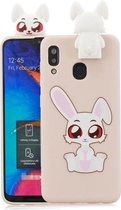 Voor Galaxy A20e Cartoon schokbestendige TPU beschermhoes met houder (konijn)