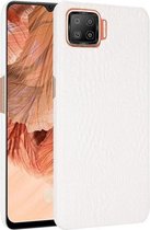 Voor OPPO F17 / A73 2020 schokbestendige krokodiltextuur pc + PU-hoes (wit)