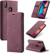 CaseMe-013 Multifunctionele Retro Frosted Horizontale Flip Leren Case met Kaartsleuf & Houder & Portemonnee Voor Galaxy A20e (Wijnrood)