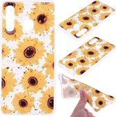 Cartoon patroon goudfolie stijl Dropping Glue TPU zachte beschermhoes voor Galaxy A20e (zonnebloem)