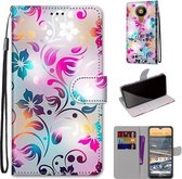 Voor Nokia 5.3 Gekleurde Tekening Cross Textuur Horizontale Flip PU Lederen Case met Houder & Kaartsleuven & Portemonnee & Lanyard (Gradiënt Kleurrijke Bloem)