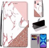 Voor Huawei Honor 8X Gekleurde Tekening Cross Textuur Horizontale Flip PU Lederen Case met Houder & Kaartsleuven & Portemonnee & Lanyard (Poeder Steen Textuur)