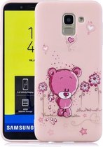 Voor Galaxy A50 schokbestendige beschermhoes volledige dekking siliconen hoes (Flower Bear)