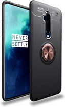 Voor OnePlus 7T Pro lenuo schokbestendige TPU-beschermhoes met onzichtbare houder (zwart goud)