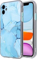 Coloured Glaze Marble TPU + PC beschermhoes voor iPhone 11 Pro Max (blauw)