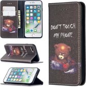 Gekleurde tekening patroon onzichtbare magnetische horizontale flip PU lederen tas met houder & kaartsleuven & portemonnee voor iPhone 8 & 7 (beer)