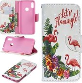 3D Gekleurde Tekening Patroon Horizontale Flip Leren Case voor Huawei Y6 / Y6 Pro, met Houder & Kaartsleuven & Portemonnee (Engelse Flamingo)