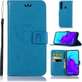 Windgong Uil Embossing Patroon Horizontale Leren Flip Case met Houder & Kaartsleuven & Portemonnee Voor Huawei nova 4 (Blauw)